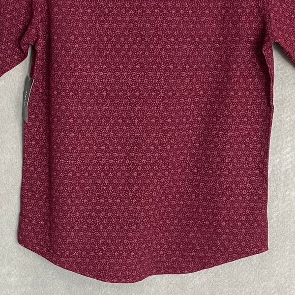 Alfani Men's Small Button-Up Casual Short Sleeve Shirt Maroon Banner Cotton NEW - Picture 8 of 12